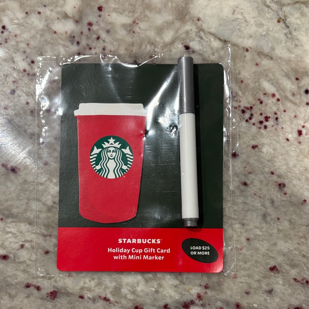 Starbucks Red Holiday Cup Gift Card with  Marker